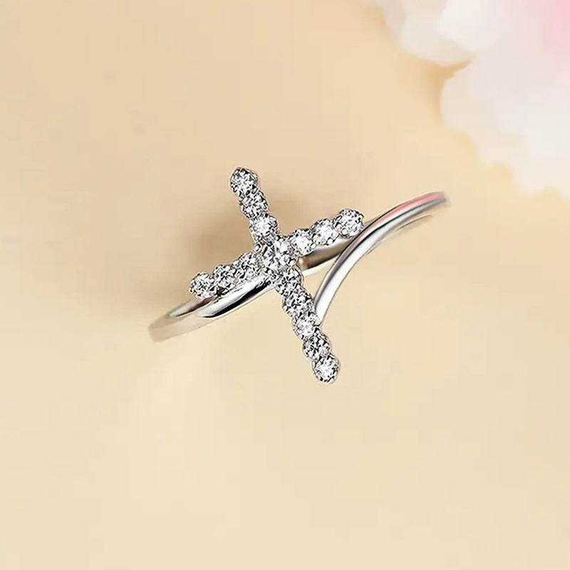Copper Material Wholesale Jewelry Modern Style Classic Style Cross Copper Zircon Rings