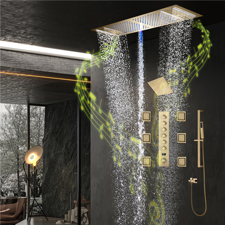 HIDEEP bathroom showerhead set 36* 12-inch LED music embedded top spray digital display cold and heat control valve full figure