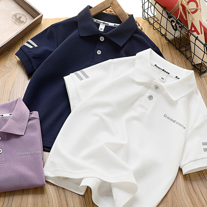 Children's Clothing Summer Kidsren's Polo Shirt Short-Sleeved Boys' Casual Quick-Drying Tops Lapel Breathable Sports T-Shirt Trendy Wholesale