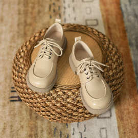 真皮乐福鞋女2023款复古百搭休闲单鞋英伦风单鞋女搭配韩系小皮鞋