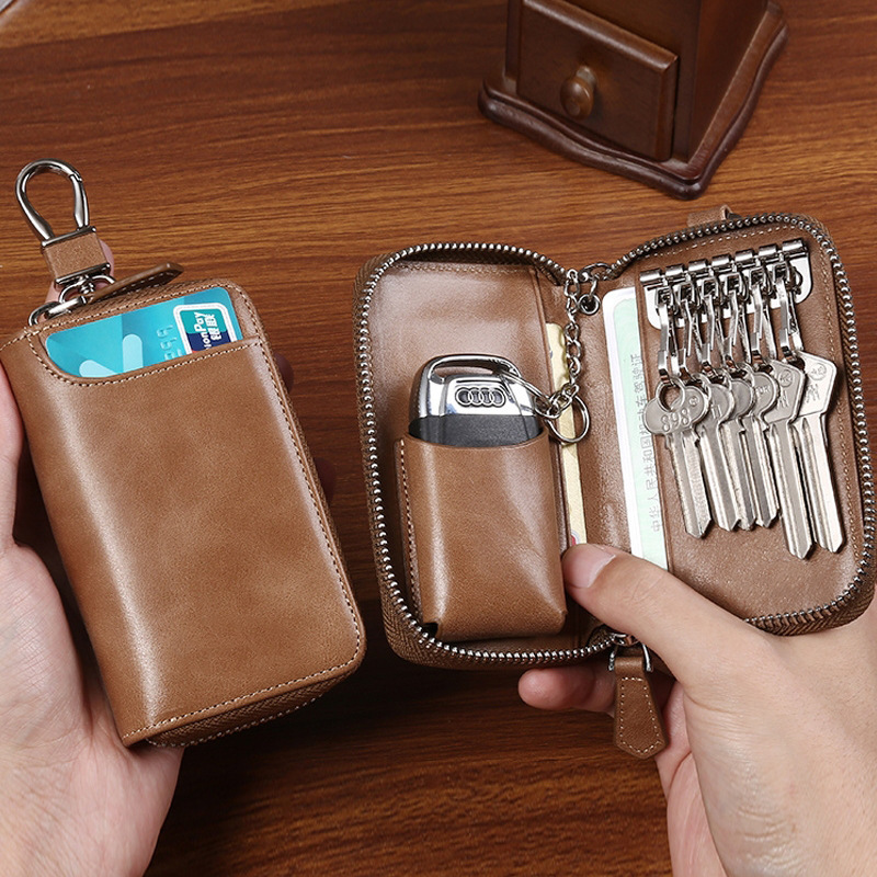 Men's Key Bag 2025 New Style Genuine Leather Texture Large Capacity Zipper Key Cosmetics Bag Multi-Functional Key Bag Men's Key Bag 2025 New Style Genuine Leather Texture Large Capacity Zipper Key Cosmetics Bag Multi-Functional Key Bag