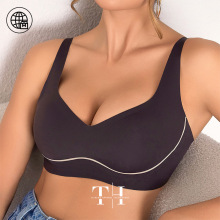 新款欧美风无痕内衣女轻运动无钢圈软支撑小胸聚拢上托吊带文胸女