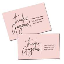 跨境现货50张/包粉色感谢卡片英文thank you礼物盒装饰贺卡明信片