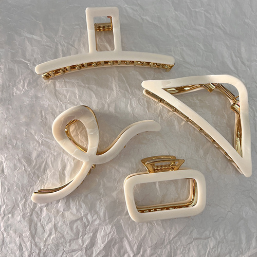 Metal claw high-end French gentle cream series back hair bun shark clip with abundant hair volume
