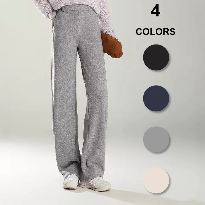 0139松紧腰西装直筒裤女秋冬高腰显瘦休闲裤垂感宽松长裤通勤