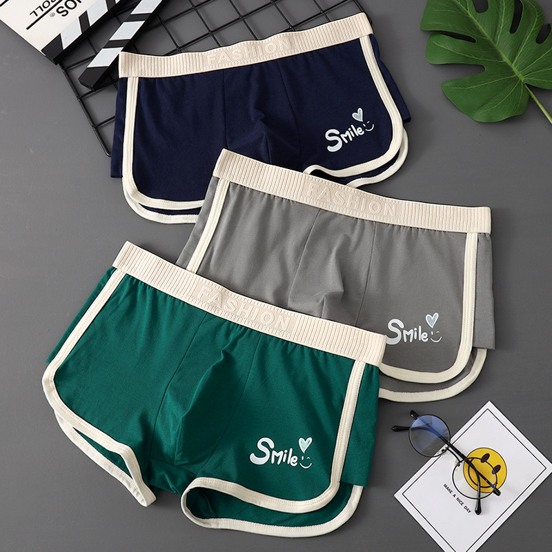 New Men's Underwear Men's Cotton Comfortable Breathable Men's Boxer Pants Personalized Trendy Teenagers Mid-Waist Boxer Pants