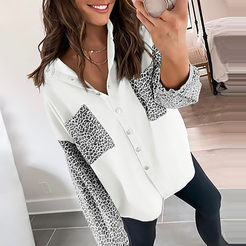 Women's Blouse Long Sleeve Blouses Printing Patchwork Fashion Leopard display picture 5