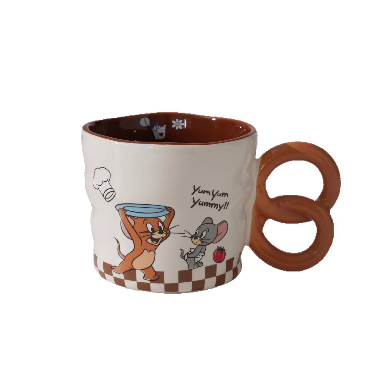 Gato y ratón tazas de cerámica de desayuno tazas de agua domésticas de agua potable de oficina de alto valor de regalo de cumpleaños
