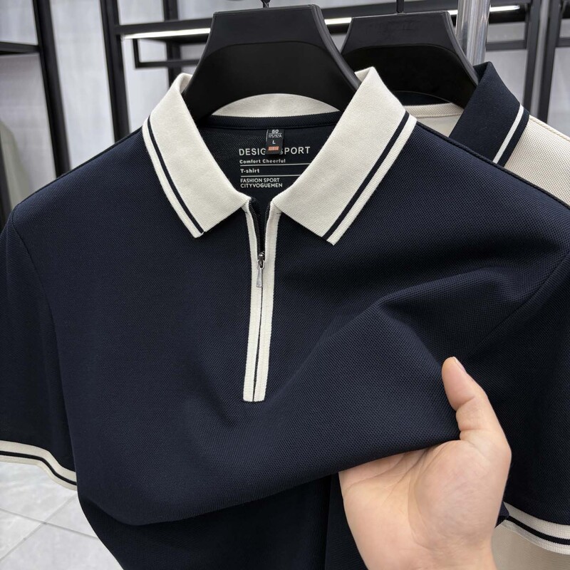 2026 New Half-Zip Polo Shirt for Men, High-End High-Quality Mercerized Cotton, Fashionable, Breathable, Casual Short-Sleeved Men's T-Shirt 2026 New Half-Zip Polo Shirt for Men, High-End High-Quality Mercerized Cotton, Fashionable, Breathable, Casual Short-Sleeved Men's T-Shirt