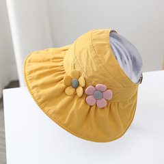 兒童空頂帽子女童夏季遮陽帽摺疊大檐沙灘帽寶寶親子太陽帽