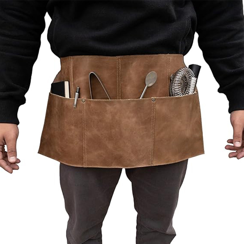 Riñonera de PU con correa retro transfronteriza, moda, peluquería, tijeras, estilista, media longitud, personalidad impermeable, delantal de cuero personalizado