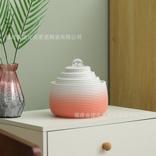 桌面循环流水陶瓷摆件创意客厅装饰电视柜加湿喷泉小型风水球招财