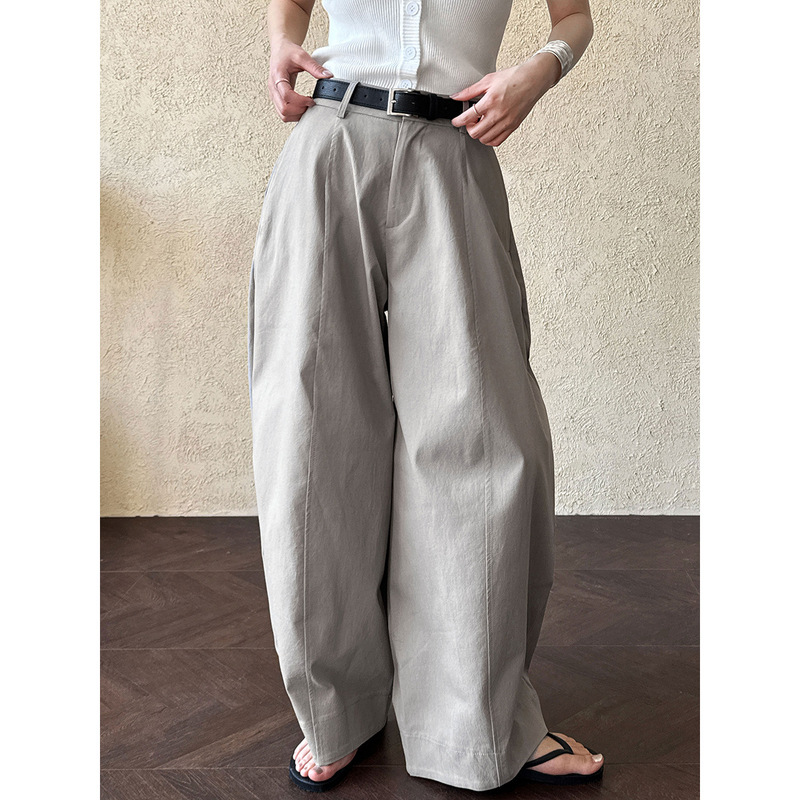 Luxi American retro three-dimensional tailoring overalls wide leg pants spring new straight leg pants broken seam sickle pants 1872