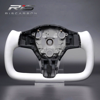 Suitable for Tesla Model 3 Model Y Half-Style Yoke Steering Wheel Modification with Heating, Off-White Color