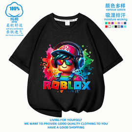 儿童夏装Roblox游戏元素纯棉短袖 中大童宽松潮T透气上衣