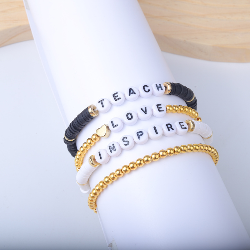 25g Weight Bracelets Classification soft clay Chain Material 1 Set Quantity Holiday, Daily Occasion soft clay Material Letter Pattern Unisex Gender Sweet Style Sweet Letter Soft Clay Wholesale Bracelets 25