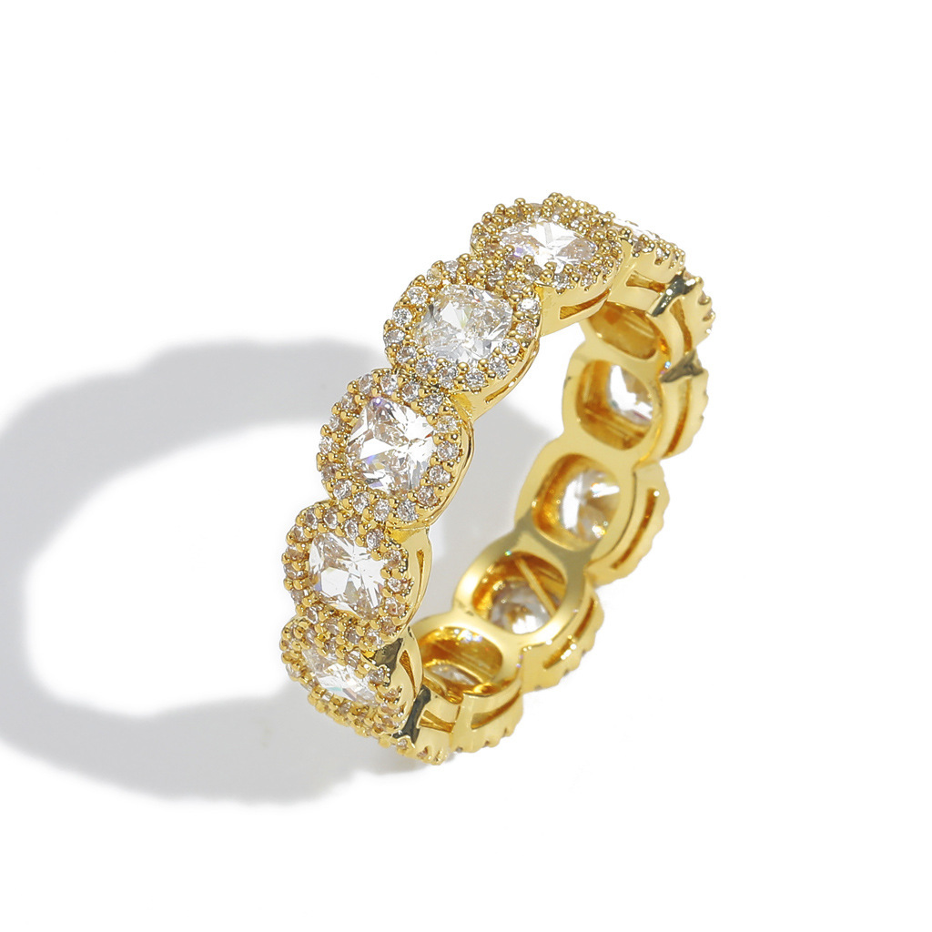 Ring with zircon for men and women hip-hop style