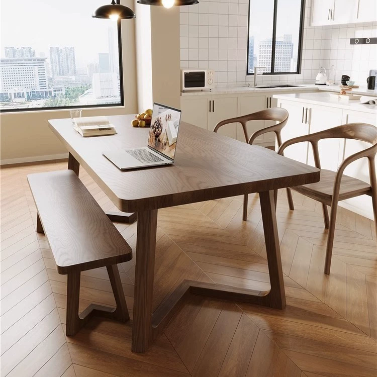 Большой настольный стол в японском стиле из массива дерева бытовой обеденный стол и стул из белого воска Дерево гостиная бревно Прямоугольный Обеденный стол обеденный стол