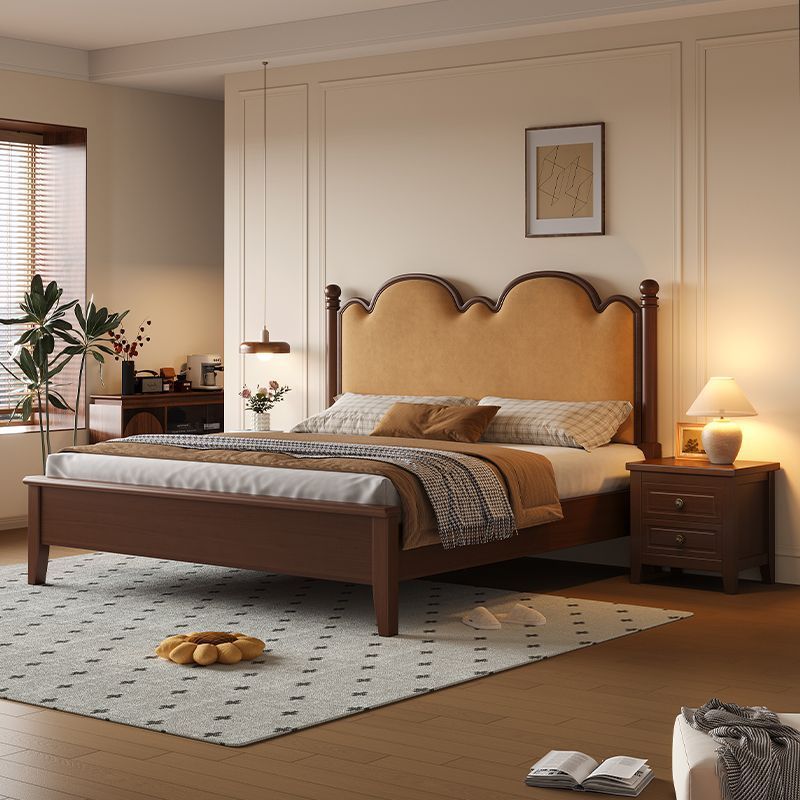 2025 American-Style Rubber Wood Solid Wood Bed, Modern Minimalist Low Box Bed for Living Room and Children's Bedroom Furniture with Carving Craftsmanship