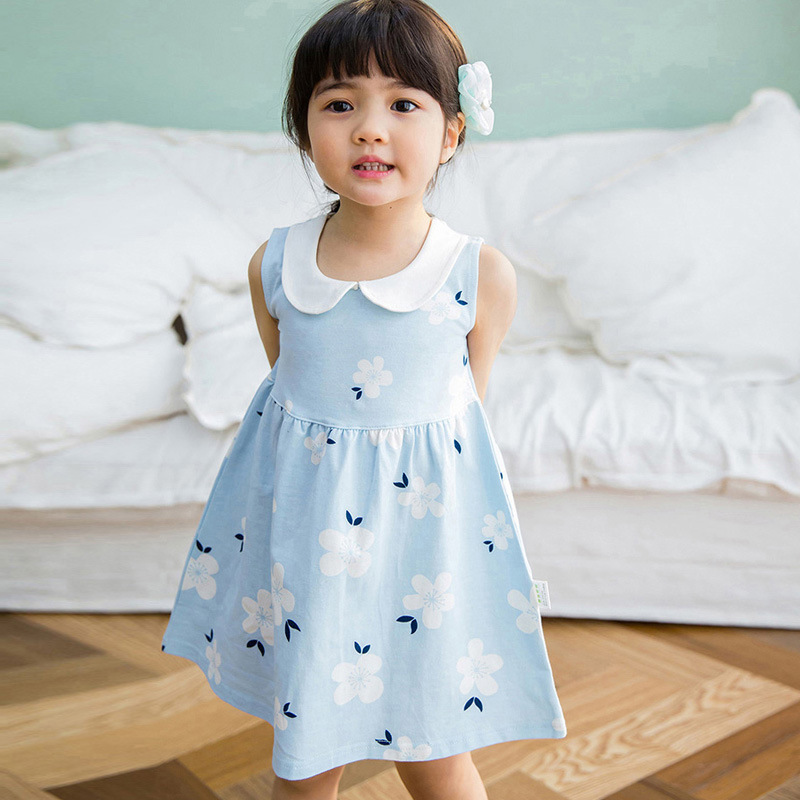 Niñas verano nuevo estilo coreano sin mangas muñeca collar chaleco vestido niños princesa vestido bebé vestido de una pieza entrega