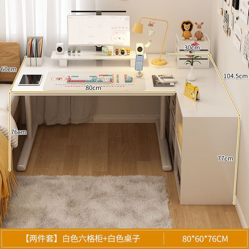 Escritorio de computadora, escritorio, estantería, escritorio en casa para estudiantes, escritorio de oficina de aprendizaje para niños, dormitorio en forma de L, niñas
