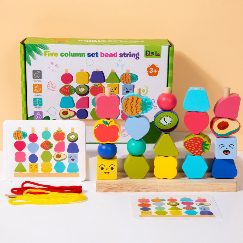 Caja de cuentas para bebés, ayudas para la enseñanza temprana, formas geométricas, combinación de colores, entrenamiento de concentración cognitiva, juguetes intelectuales beneficiosos Montessori