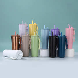 跨境304不锈钢保温杯大容量双层真空吸管杯户外手提运动水杯批发