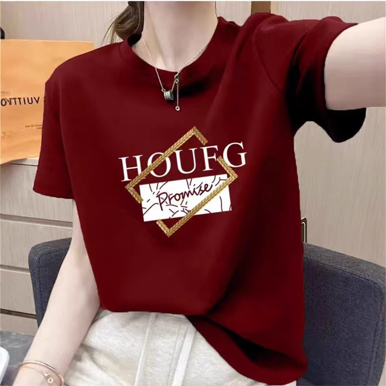New Trendy Brand Short-sleeved Women's Trendy Fashion Stylish Age-reducing Slimming Pure Cotton Xinjiang Cotton Short-sleeved T-shirt Base Top