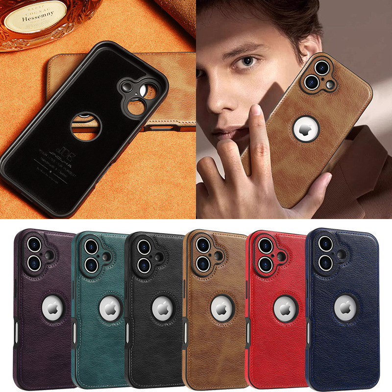 Suitable for iPhone 17 Pro Max Phone Case, Apple 16 Pro Business Leather Protective Case, 15 Anti-Fall Leather Case, 14