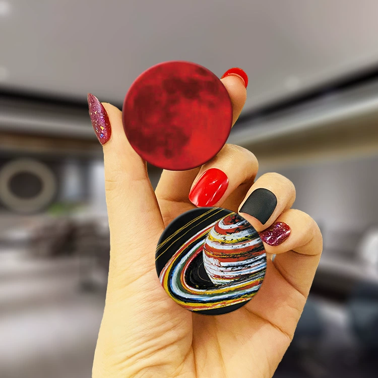 Pop socket phone airbag stand, transparent starry-sky design, foldable anti-fall support