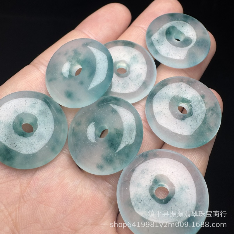 氷底青い花 25 ミリメートル安全バックルペンダントルースビーズ翡翠ジュエリー DIY イヤリング翡翠スペーサーメーカー卸売|undefined
