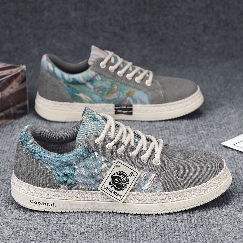 Zapatos de lona para hombres de verano transpirables tendencia universal zapatos de skate deportivos casuales de suela baja zapatos de lino de estudiantes zapatos de moda