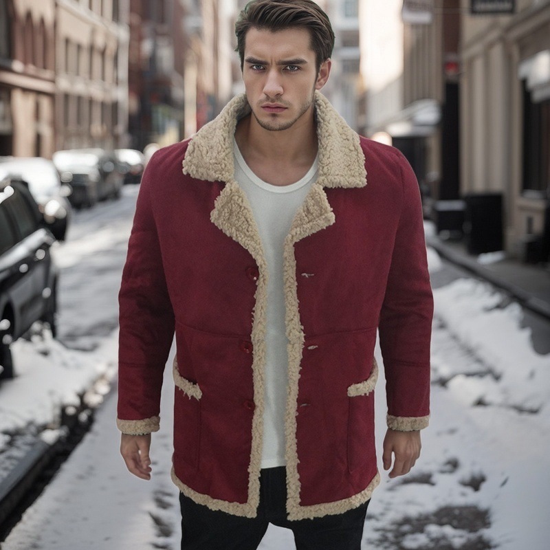 Manteau en fourrure simple pour homme, veste épaisse en polaire de cuir, explosion d'automne/hiver 2024_voghion.com