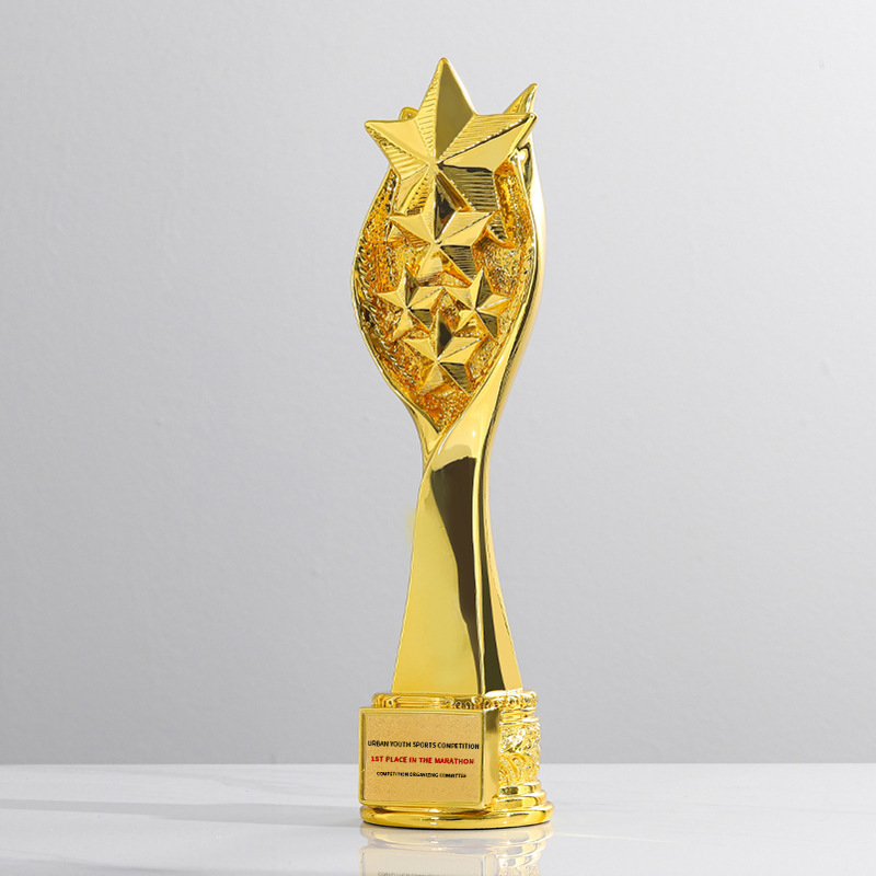 Trofeo de cristal de resina creativo, premios de producción, premios de competición deportiva de gran venta, recuerdos de reuniones anuales de empresa chapados en oro