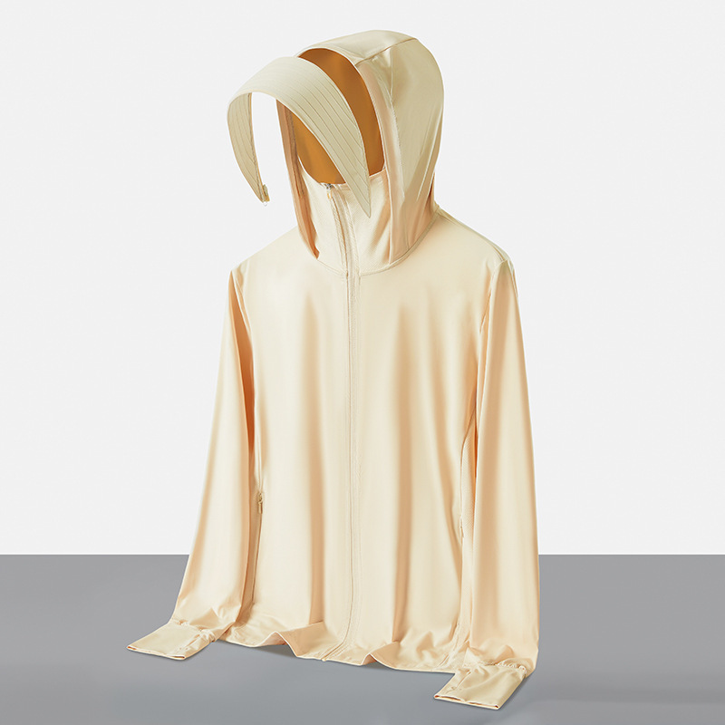 Hombre y mujer desmontables chaqueta protector solar hielo anti-UV al aire libre chaqueta de piel logotipo impresa