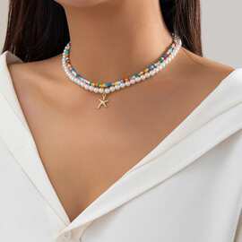 欧美风跨境米珠沙滩海洋热销配饰百搭海星necklace贝壳项链女饰品