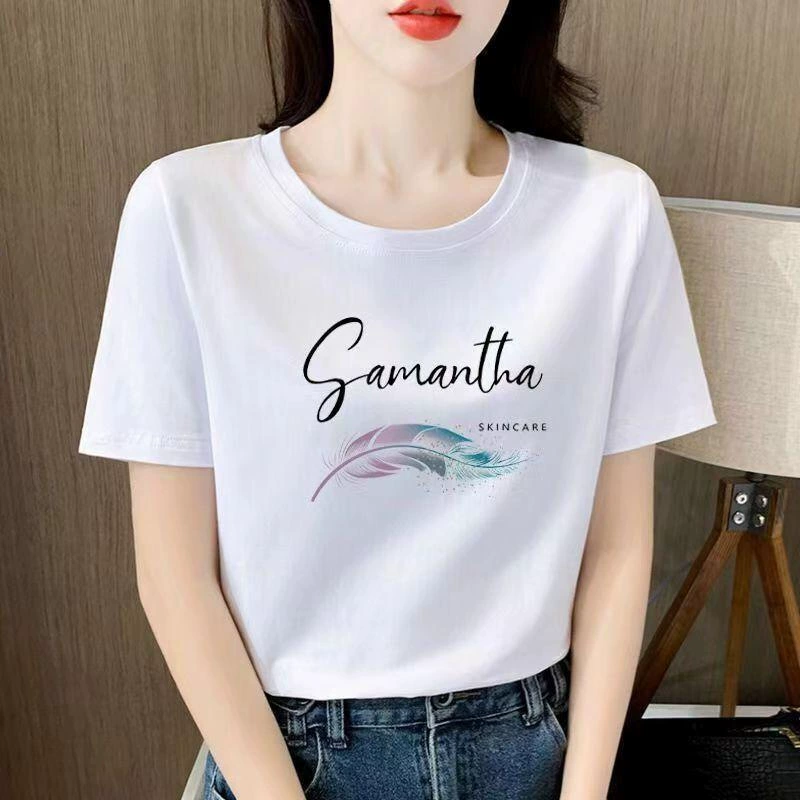 Женская футболка из чесаного хлопка с коротким рукавом, Новинка лета 2024, свободная женская элегантная Универсальная футболка с коротким рукавом, Топ для женщин