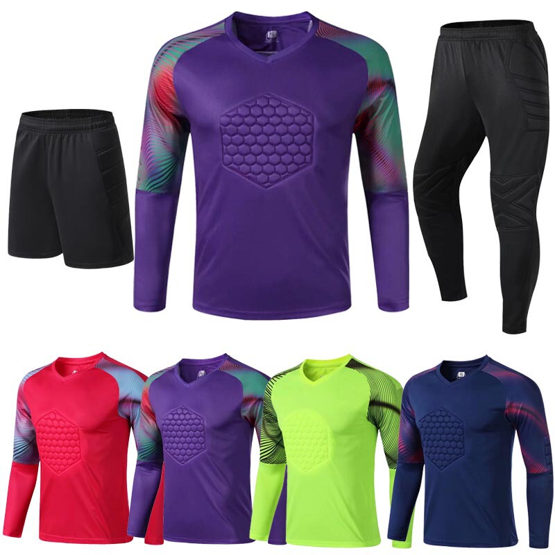 Football Goalkeeper Jersey Suit Adult Professional Goalkeeper Uniform Customized Long-Sleeved Kidsren's Anti-Fall Training Team Uniform Equipment