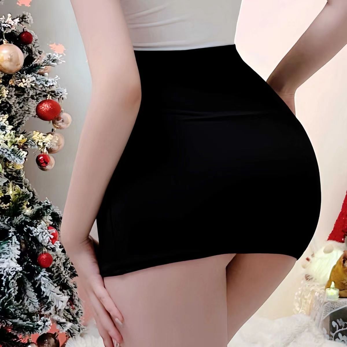 2024 New Summer Hip Skirt Sexy High Waist Elastic Hot Girl Skirt Slim Fit Black Professional Skirt