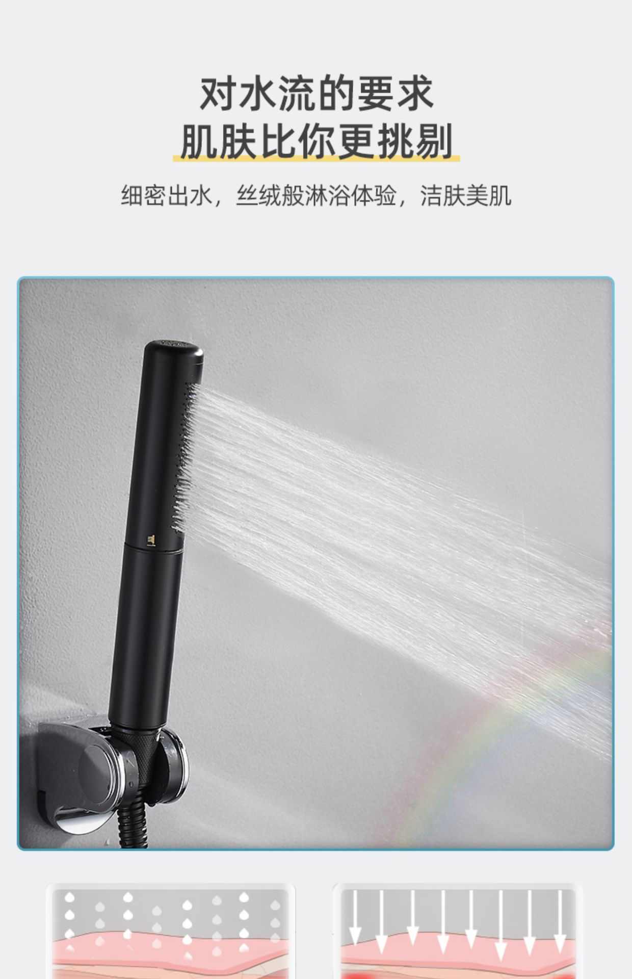 Handheld shower head, all-copper black pressurized shower head, pressurized bathroom rain shower set with switch showerhead undefined
