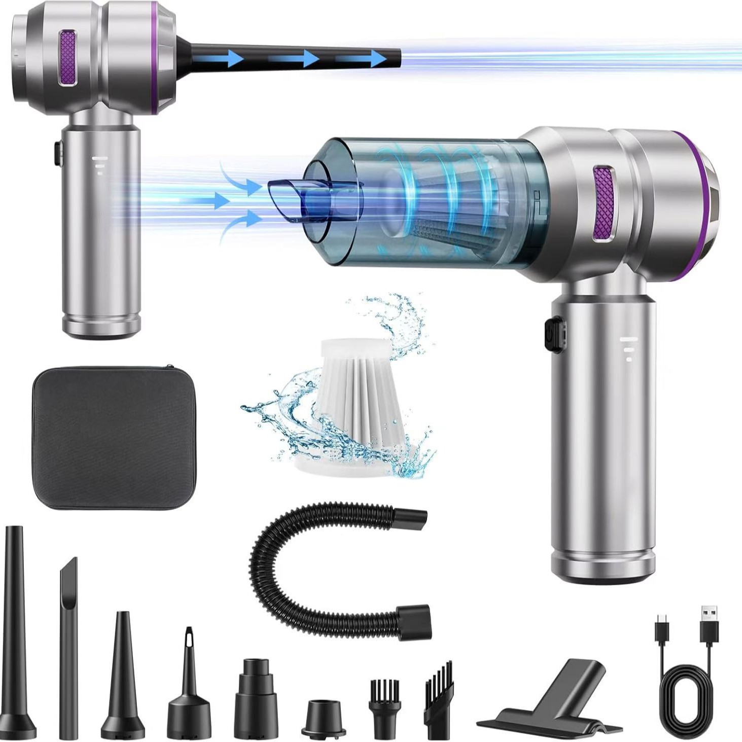 Car Vacuum Cleaner Brushless Large Suction Household Car Portable Blow Suction and Suction Integrated Hand-held Source Blow Dust Cleaner