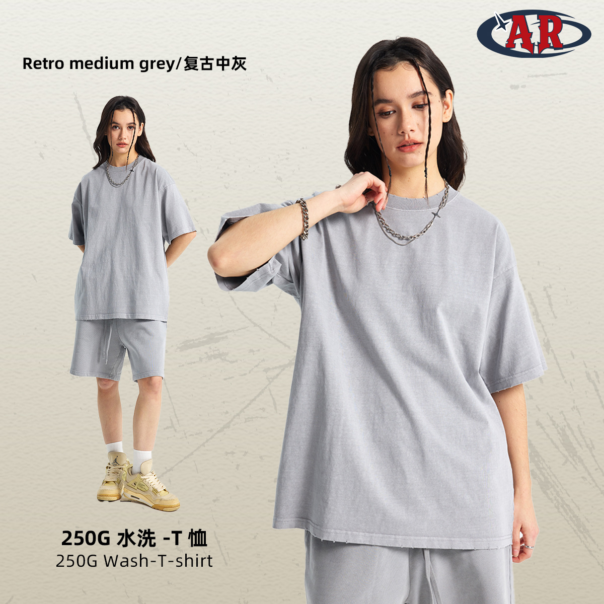 2025 camiseta de manga corta para hombre vintage desgastada estilo básico europeo y americano de algodón puro suelta con hombros caídos lavada venta directa de fábrica.