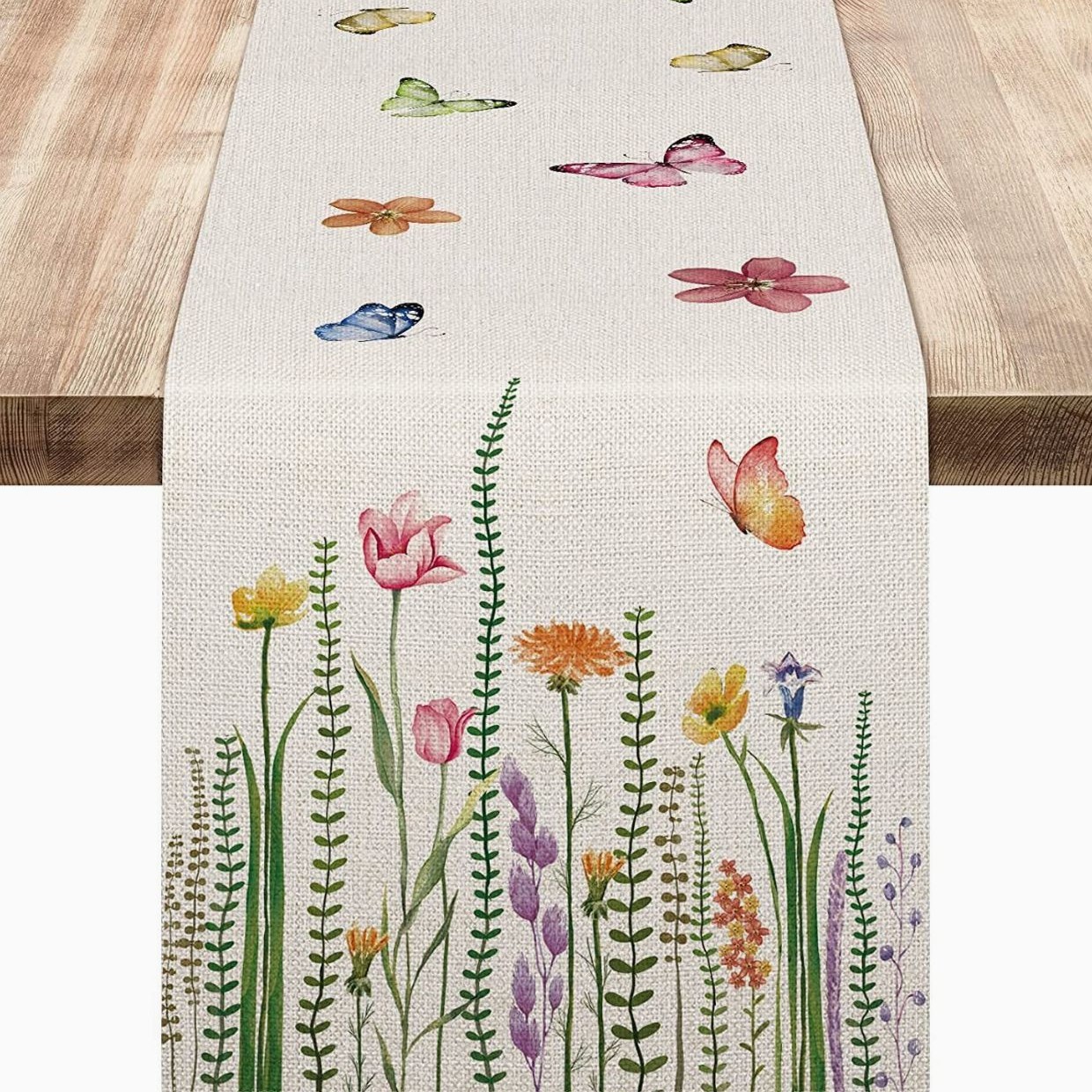 Amazonas transfronterizas caliente primavera bandera de mesa planta flores Inglés sala de estar decoración lino bandera de mesa