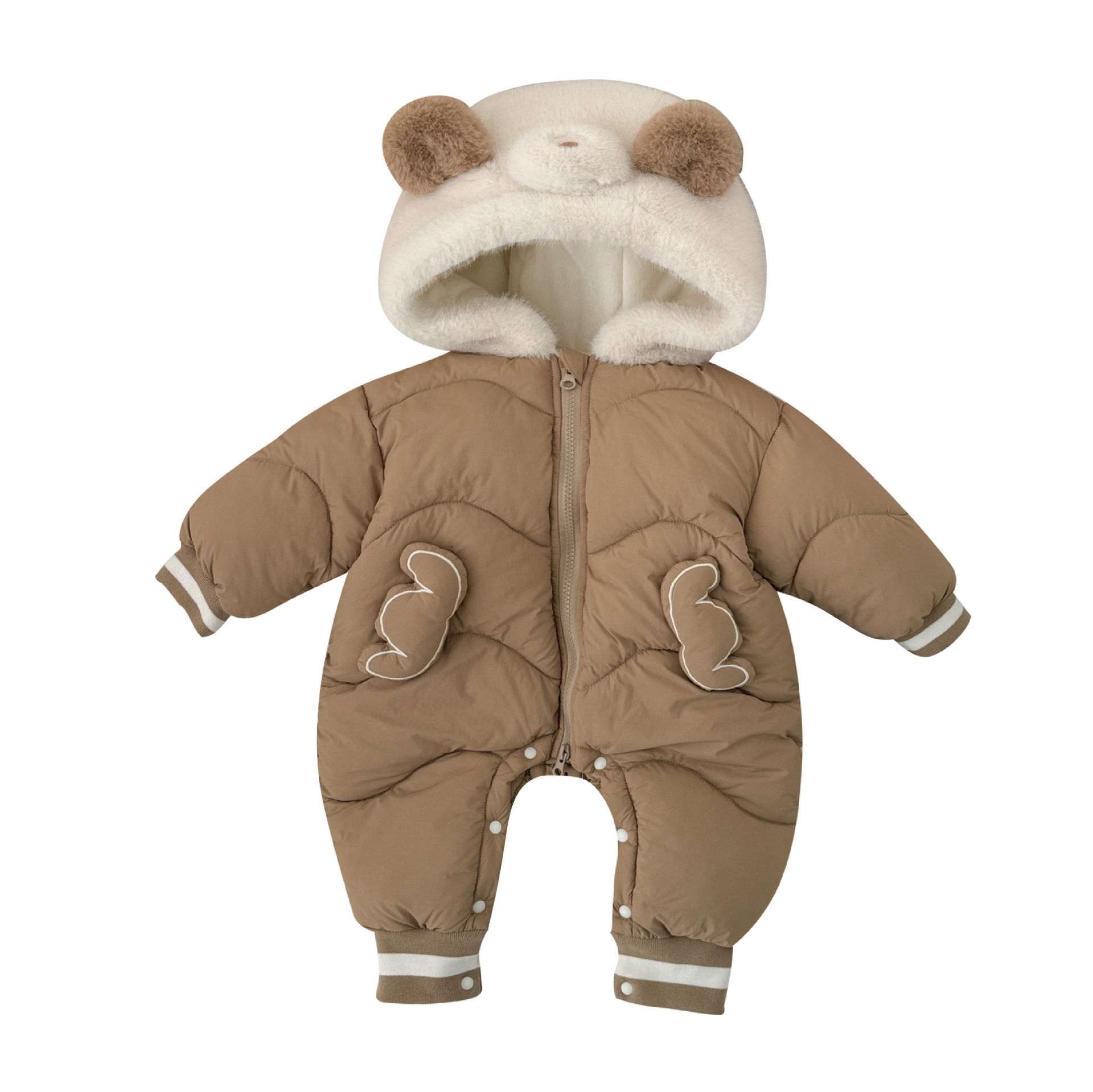 2024 nuevo bebé de invierno de dibujos animados coreanos lindo oso bebé grueso cálido cómodo abrigo de algodón de una pieza suave