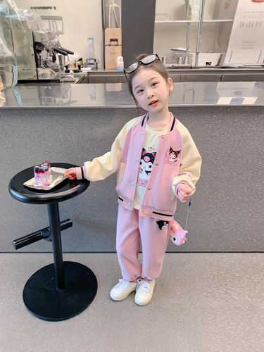 Children's sportswear set for spring and autumn 2025, new stylish kids' casual baseball suit for babies, three-piece spring outfit