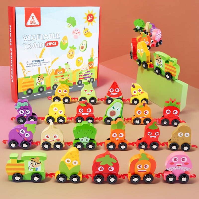 wooden magnetic digital train