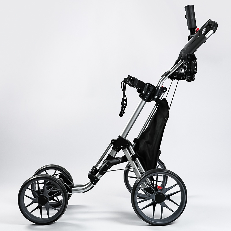 メーカー卸売りゴルフ手押し車四輪アルミ合金ボール車携帯折りたたみゴルフカート|undefined