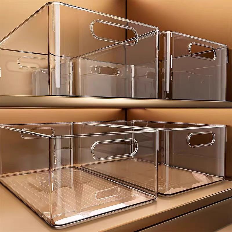 Cabinet Storage Box to Organize Sundries and Snacks, Narrow and Long Storage Basket, Desktop Transparent Acrylic Rectangular Storage Box