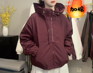 Cotton-padded jacket women's spring and autumn short coat sports small 2024 new style women's top cotton-padded jacket