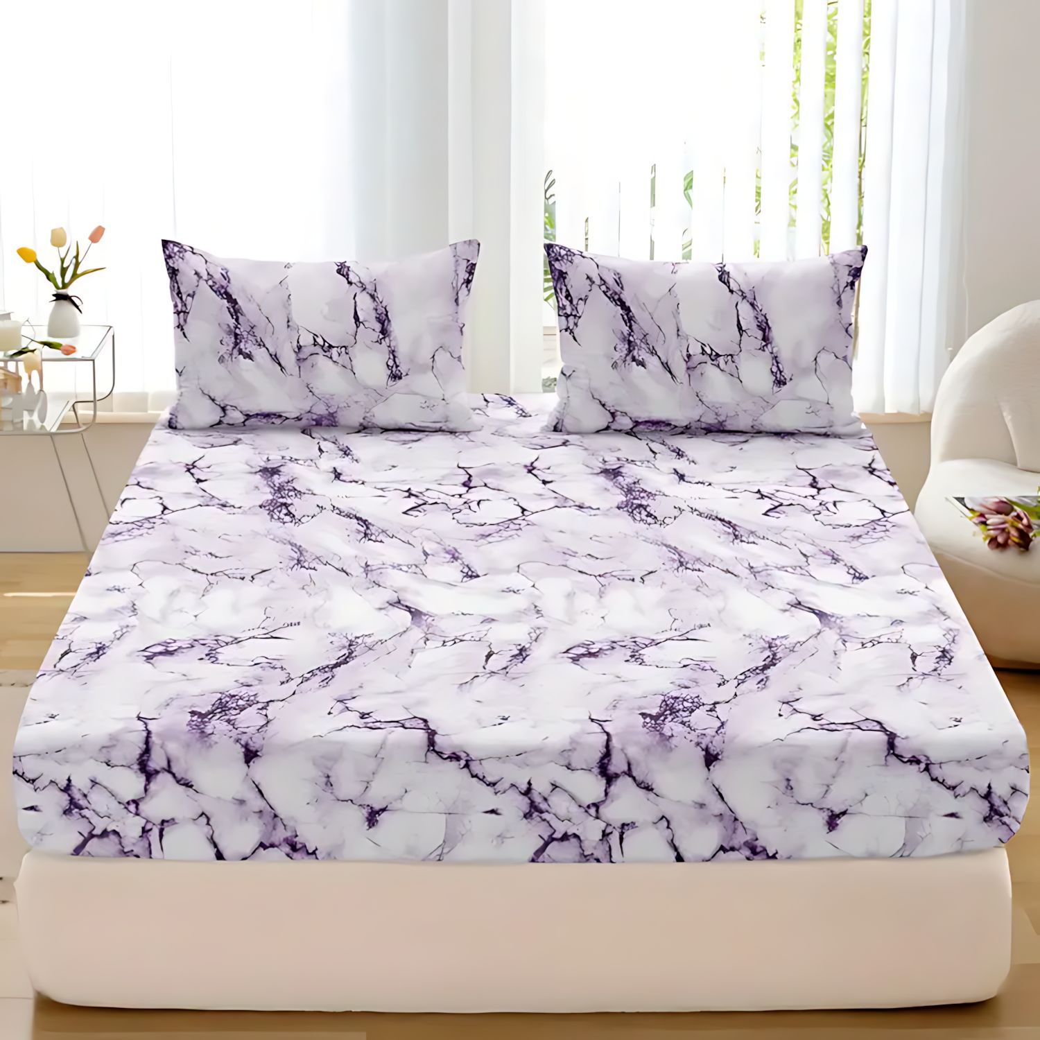 TEMU / JIT patrón de mármol 3D impresión digital transpirable cama Kasa Kit fuente fabricante puede hacer